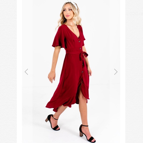Burgundy Midi Dress - Picture 6 of 9